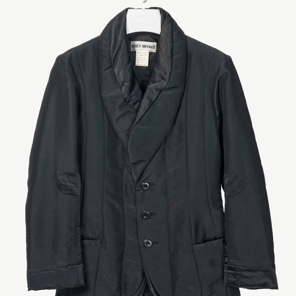 Issey Miyake AW95 Black Twill & Satin Padded Blazer